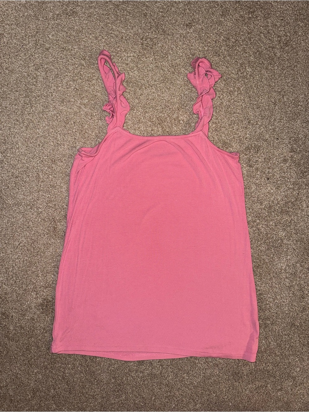 Ruffled Strap Pink Women's Tank Top